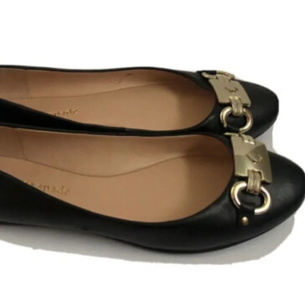 Kate Spade Women's Shoes 6B Black Leather Ballet Flat slip ons